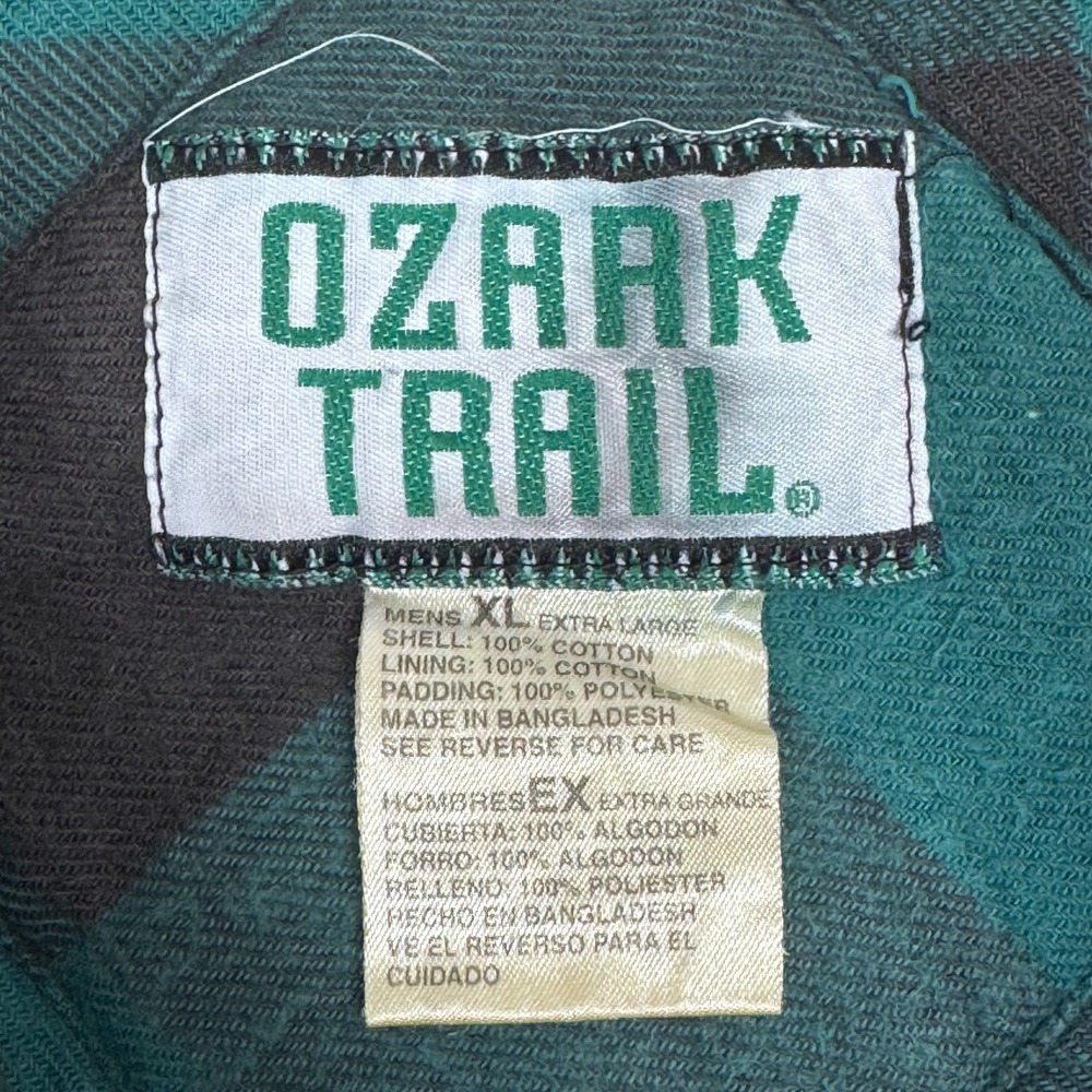 Vintage Ozark Trail Mens XL Teal Black Buffalo Plaid Quilted Puffer Vest Cotton - Picture 4 of 8